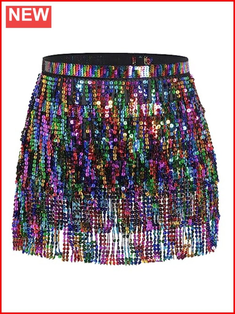 Chiffon Sequin Tassel Belly Dance Hip Scarf Fringe Wrap Skirt for Women